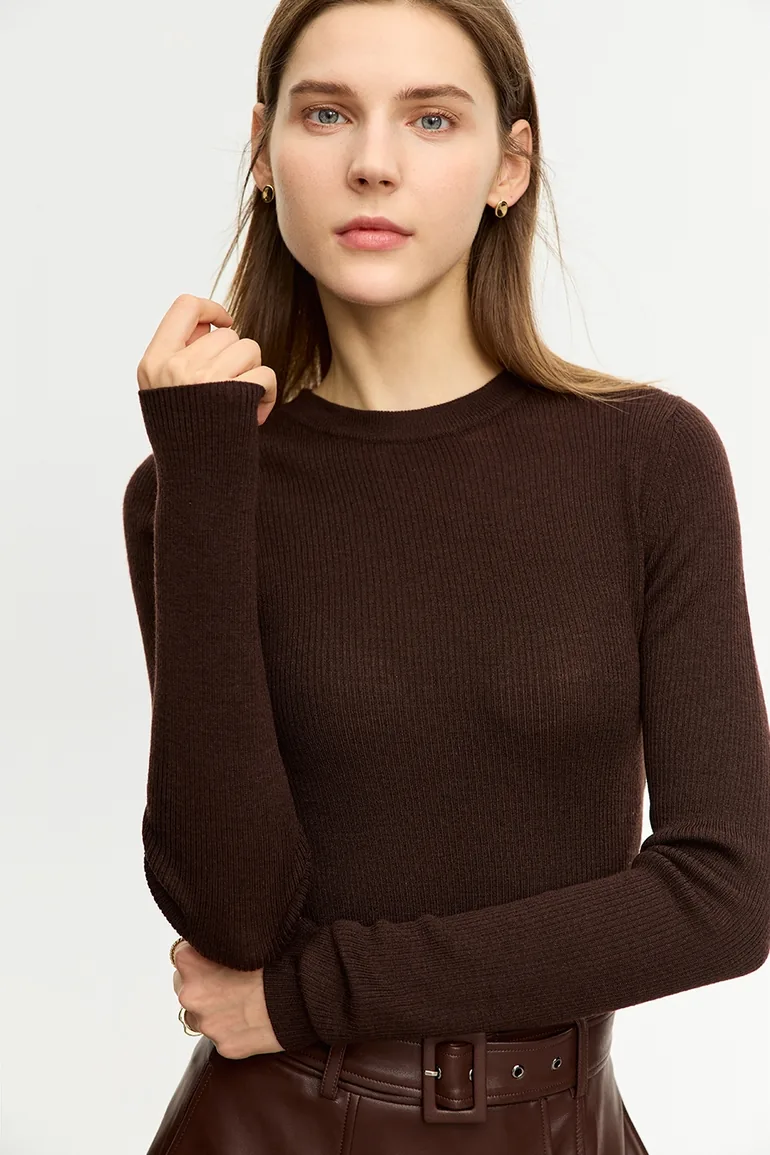 Slim Small Crew Neck Wool Sweater - 1