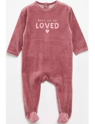 Velour Sleepsuit with Feet PINK
