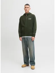 Olive Zip-Up Raglan Sleeves Hoodie