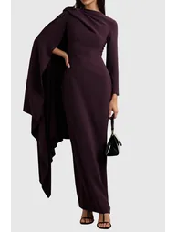 Dosia Asymmetric Shawl Maxi Dress - 1