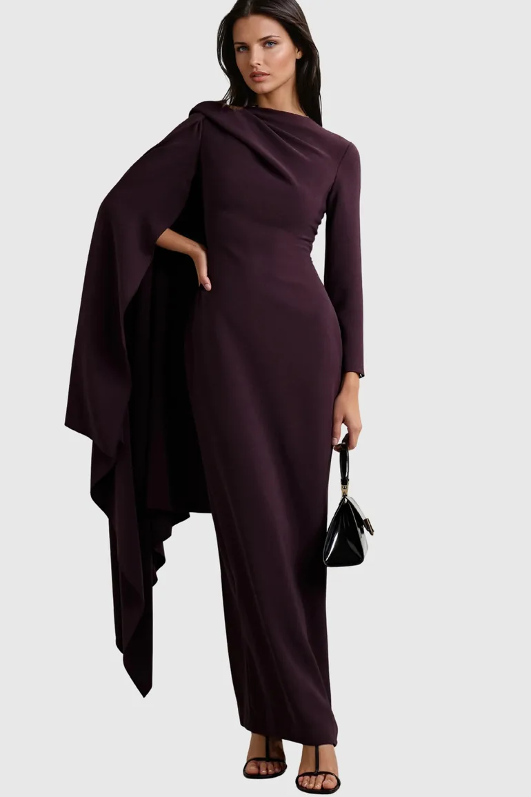 Dosia Asymmetric Shawl Maxi Dress