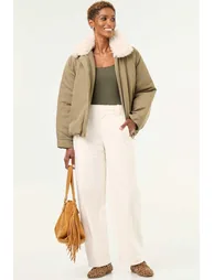 Plain wide-leg trousers WHITE