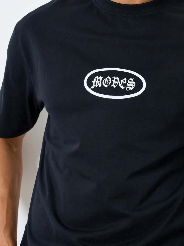 Men Black Oversized Graphic Print T-Shirt - 3