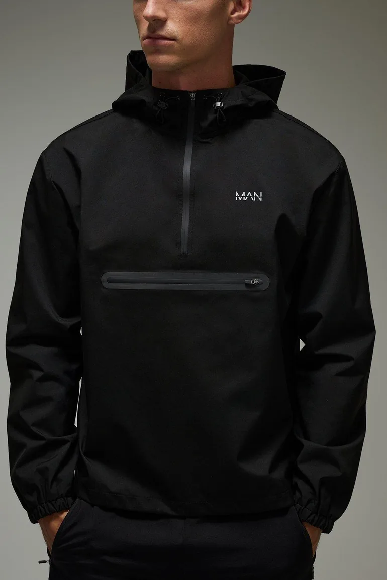 Man Active Half Zip Windbreaker - black