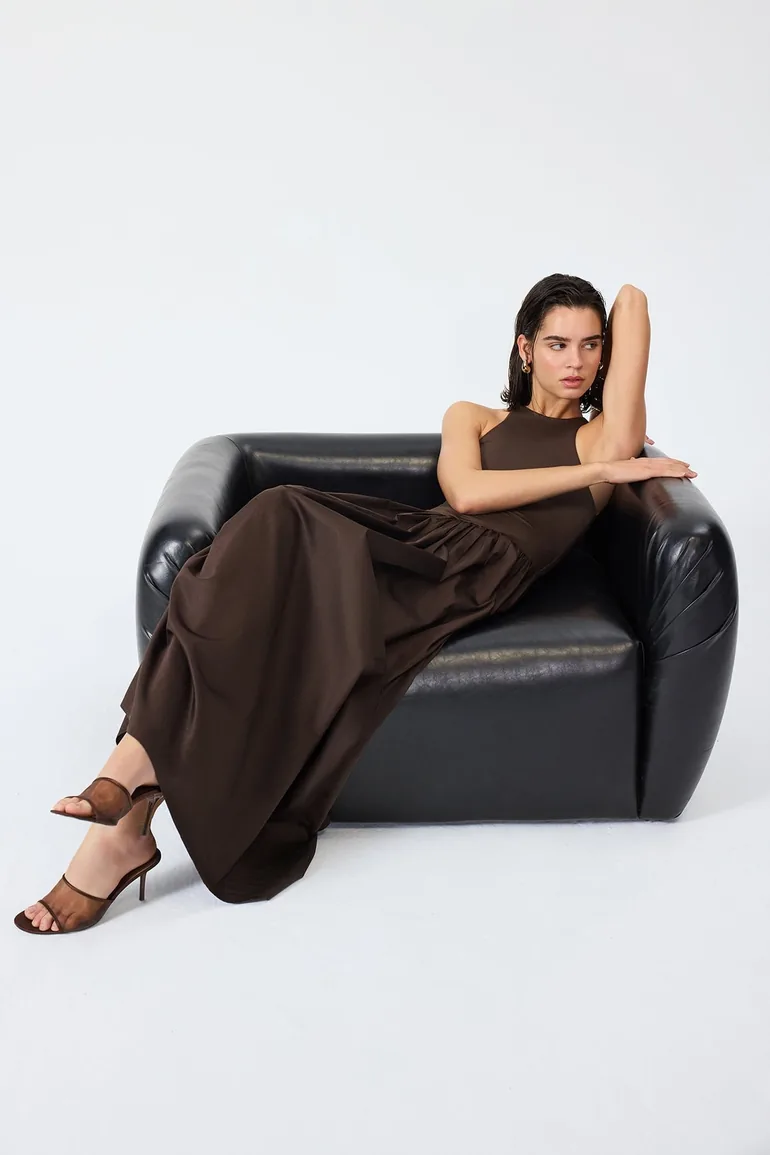 Contrast Asymmetrical Dress - Premium Edition - 4