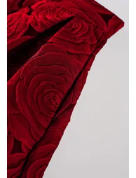 Midnight Rose Jacquard Pleated Midi Skirt in Red for Wedding Guest & Formal Occasions - 6
