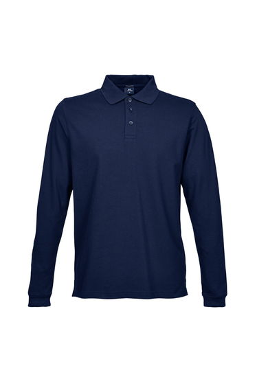 Tee Jays Mens Luxury Stretch Long Sleeve Polo Shirt - Navy Blue