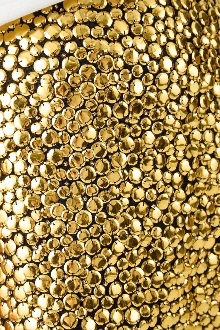 Studded Sequin Embellished Mini Skirt - 3