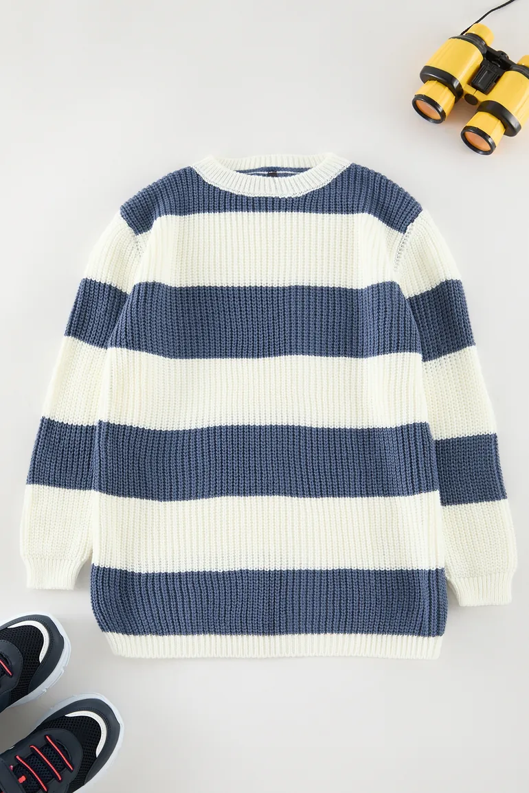 Ecru*001 Boy Color Block Mini Me Sweater