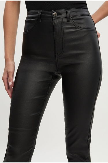 High Waist Coated Skinny Jean - black product thumbnail 2
