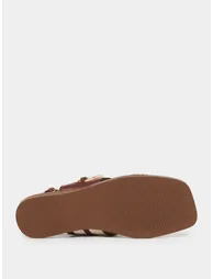 Women Brown Flat Sandals with Equestrian Detail - 5