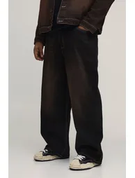 Plus Chocolate Wash Contrast Stitch Seam Detail Relaxed Fit Jeans - dark chocolate - 1