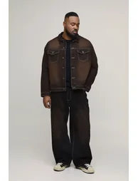 Plus Chocolate Wash Contrast Stitch Seam Detail Relaxed Fit Jeans - dark chocolate