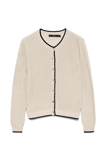 Two-Tone Crew Neck Cardigan with Long Sleeves product thumbnail 2