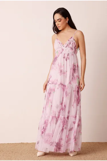 Nemy Maxi Dress in Purple Floral