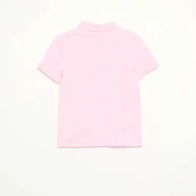 Plain piqué knit polo shirt PINK - 2