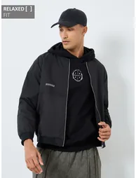 Men Relaxed Fit Biker Jacket