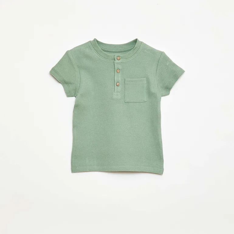 Ribbed Knit 2-Piece Short Pajama Set GREEN - 1