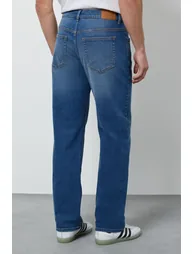 Mid Wash Stretch Regular Straight Fit Jeans - 2