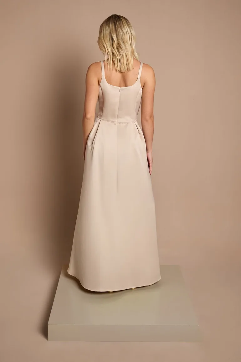 Teen Structured Satin Full Skirted Bridesmaid Dress - 2