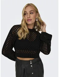 Crop black wool sweater - 6