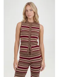 Stripe Waistcoat and Wide Leg Trouser Knitted Co-ord - stripe - 3