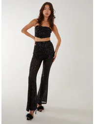 Sequin Flared Trousers - 1