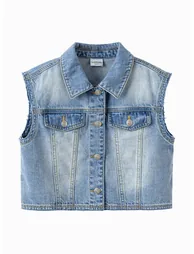 Girls' Denim Button Front Vest
