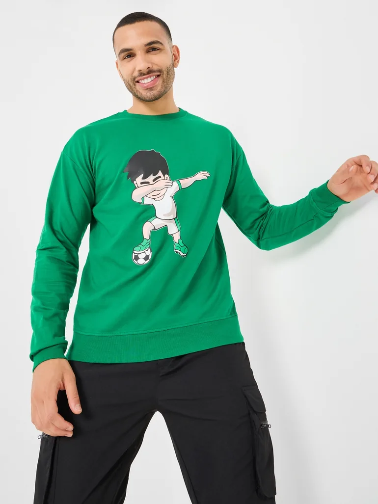 Football Themed Front Graphic Regular Fit Sweatshirt - 1
