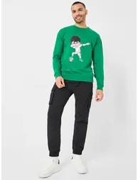 Football Themed Front Graphic Regular Fit Sweatshirt