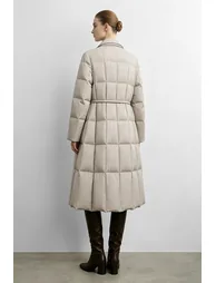 Notched Collar Drawstring Down Jacket - 4