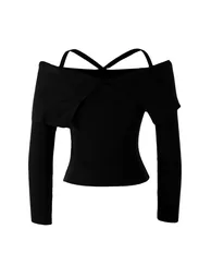 Black Premium Yarn/Special Yarn Carmen Halter Neck Knit Sweater - 6