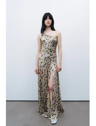 One Shoulder Patterned Maxi Dress