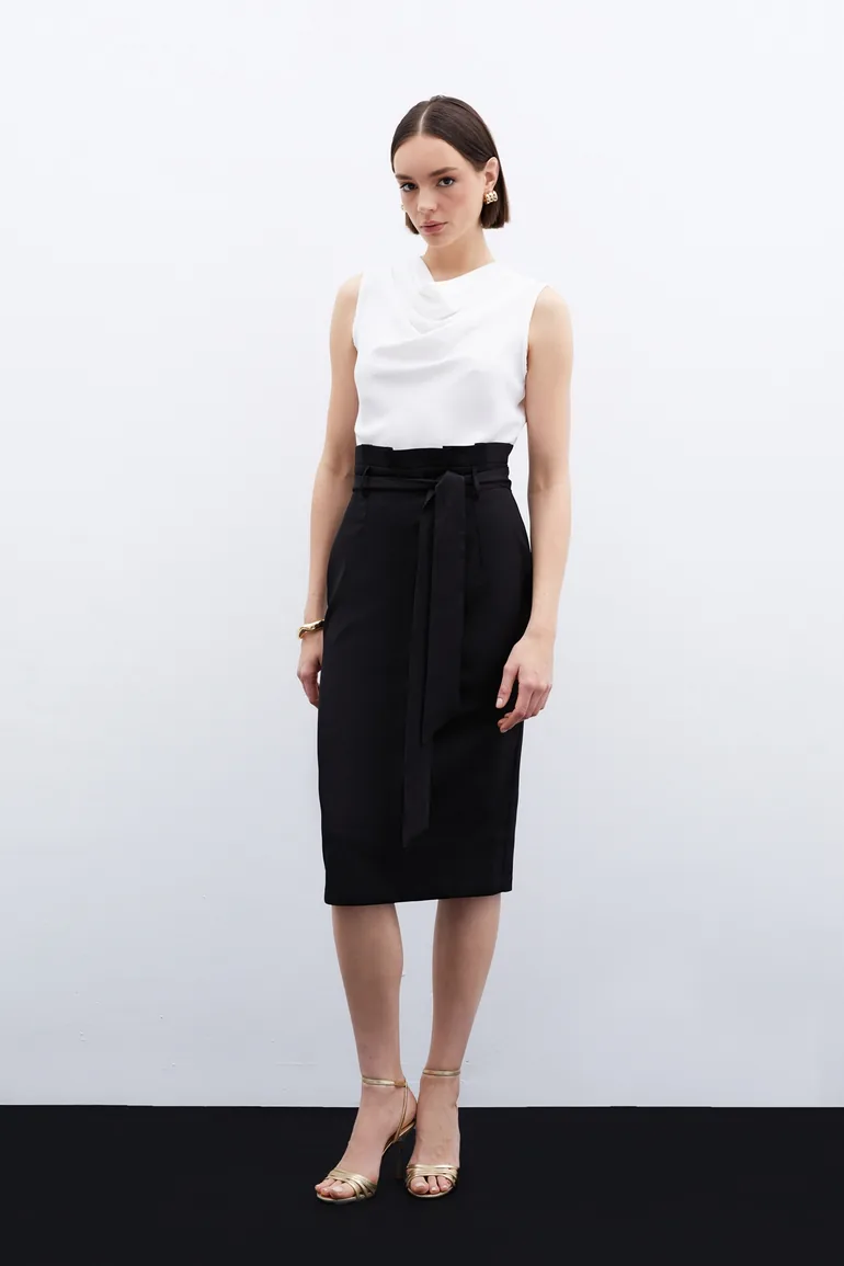 Belted Pencil Skirt
