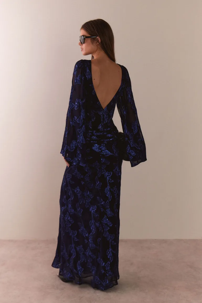 Premium Viscose Blend Metallic Jacquard Maxi - 1