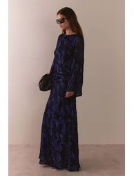Premium Viscose Blend Metallic Jacquard Maxi - 3