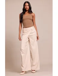 Tall Stone Woven Wrap Front Trousers