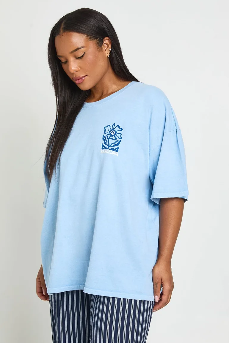 Plus Barcelona Printed T Shirt - blue - 2