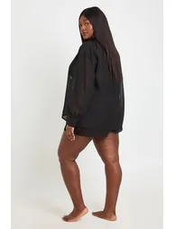 Plus Chiffon Beach Shirt - black - 2