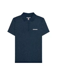 Lambretta Mens SS24 Polka Dot Polo Shirt - Navy
