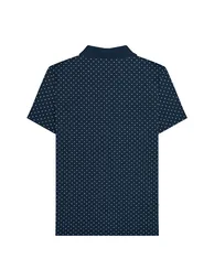 Lambretta Mens SS24 Polka Dot Polo Shirt - Navy - 1
