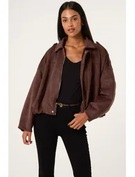 Suedette Puffball Jacket