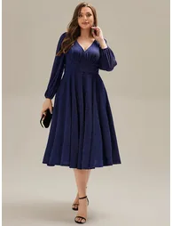 pretty GREER| Plus Size Glitter long Sleeve Midi Dress With Pocket - 3