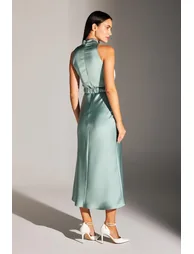 Siena Sleeveless Magnetic Collar Satin Evening Dress - 2