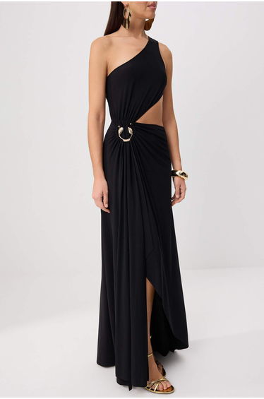 Black Accessory Detailed Maxi Evening & Graduation Dress product thumbnail 3