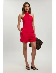 Viscose Linen Halterneck Woven Top