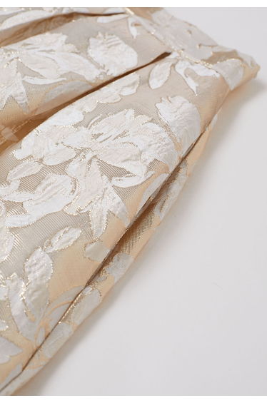Metallic-Sheened Jacquard Embossed A-Line Midi Skirt in Champagne product thumbnail 4