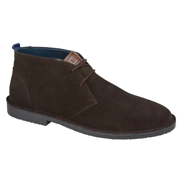 Roamers Mens Suede Desert Boots - Dark Brown