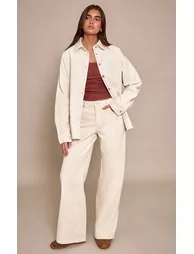 Ecru Cord Wide Leg Jeans - 5