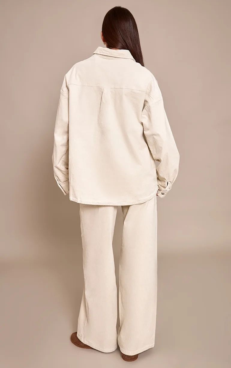 Ecru Cord Wide Leg Jeans - 2